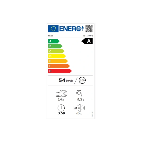 Haier XI 4A4M4PB programok száma:10, 14 terítékes, beépíthető mosogatógép