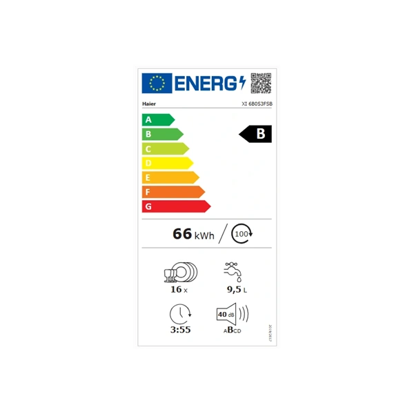 Haier XI 6B0S3FSB programok száma:10, 16 terítékes, beépíthető mosogatógép