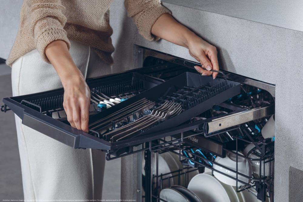 Haier XS 4A4M4PB fekete, programok száma: 10, beépíthető, 14 terítékes mosogatógép 