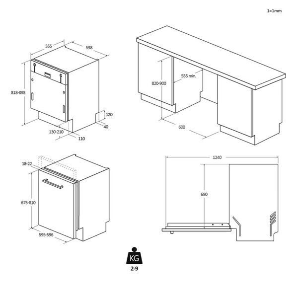 Haier XS 4A4M4PB beépíthető 14 terítékes mosogatógép