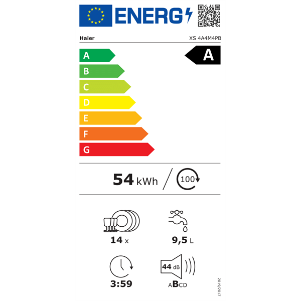 Haier XS 4A4M4PB beépíthető 14 terítékes mosogatógép