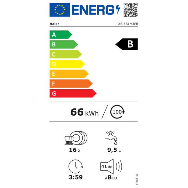 Haier XS 6B1M3PB beépíthető 16 terítékes mosogatógép