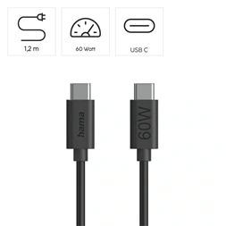 Hama 00086446 1,2m USB-C - USB-C fekete adatkábel