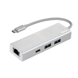 Hama 135757 ezüst USB 3.1 Type-C HUB (2x USB, 1x USB TYPE-C, 1x LAN)