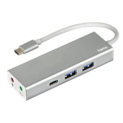 Hama 135758 ezüst USB 3.1 Type-C HUB (2x USB, 1x USB TYPE-C, 3,5MM JACK)