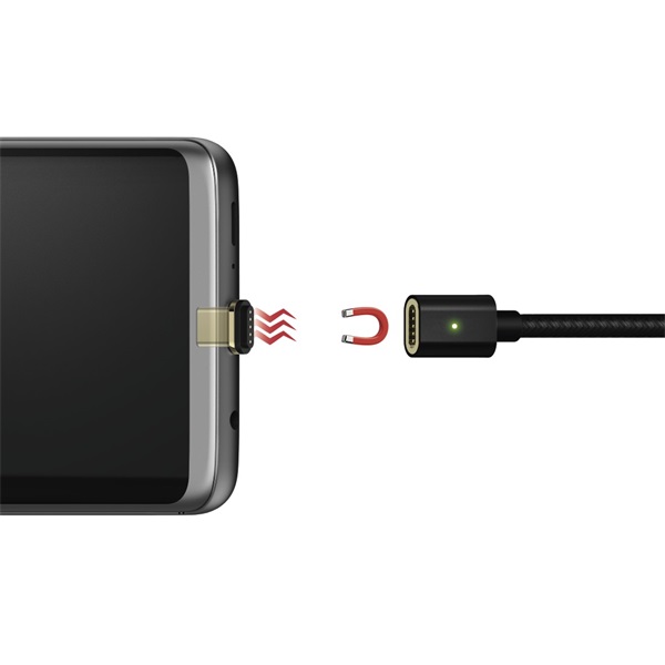 Hama 178374 fekete 1m mágneses csatlakozós USB Type-C adatkábel