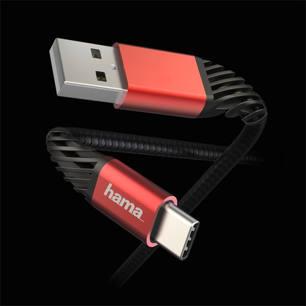 Hama 187218 "Extreme" 1,5m USB Type-C fekete-piros adatkábel