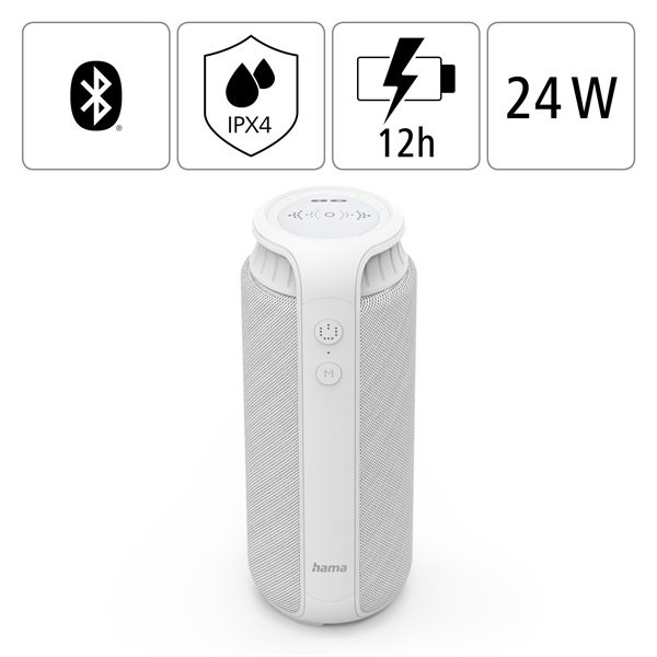 Hama 188201 "PIPE 2.0", 24W fehér bluetooth hangszóró
