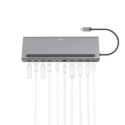 Hama 200100 4x USB3.2, 2xHDMI,1xDP,1xLAN,1xUSB-C,1xPD, USB 3.2 TYPE-C dokkoló adapter