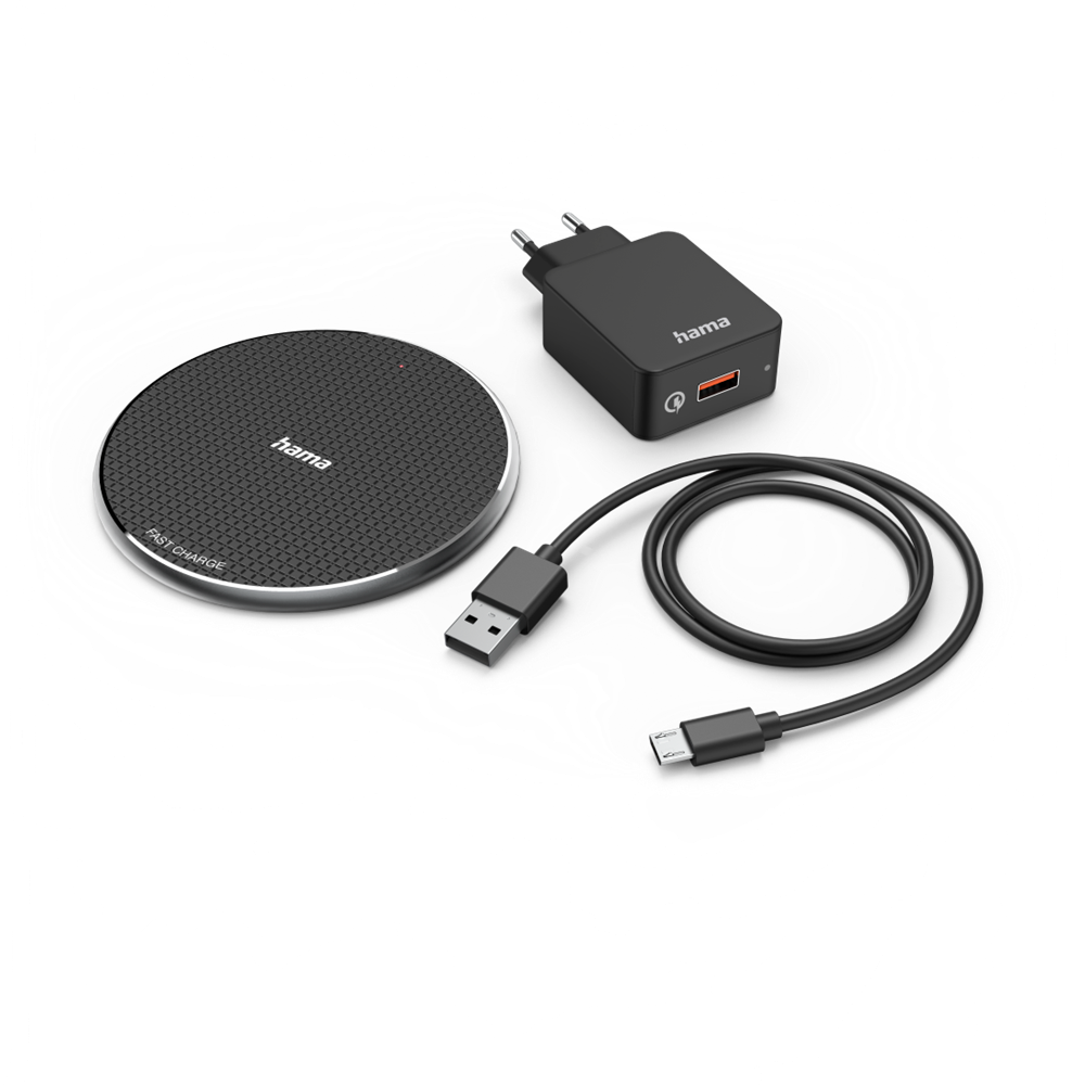 Hama 201688 "QI-FC10" FIC E3 +QC 3.0 10W fekete vezeték nélküli mobiltelefon töltő szett