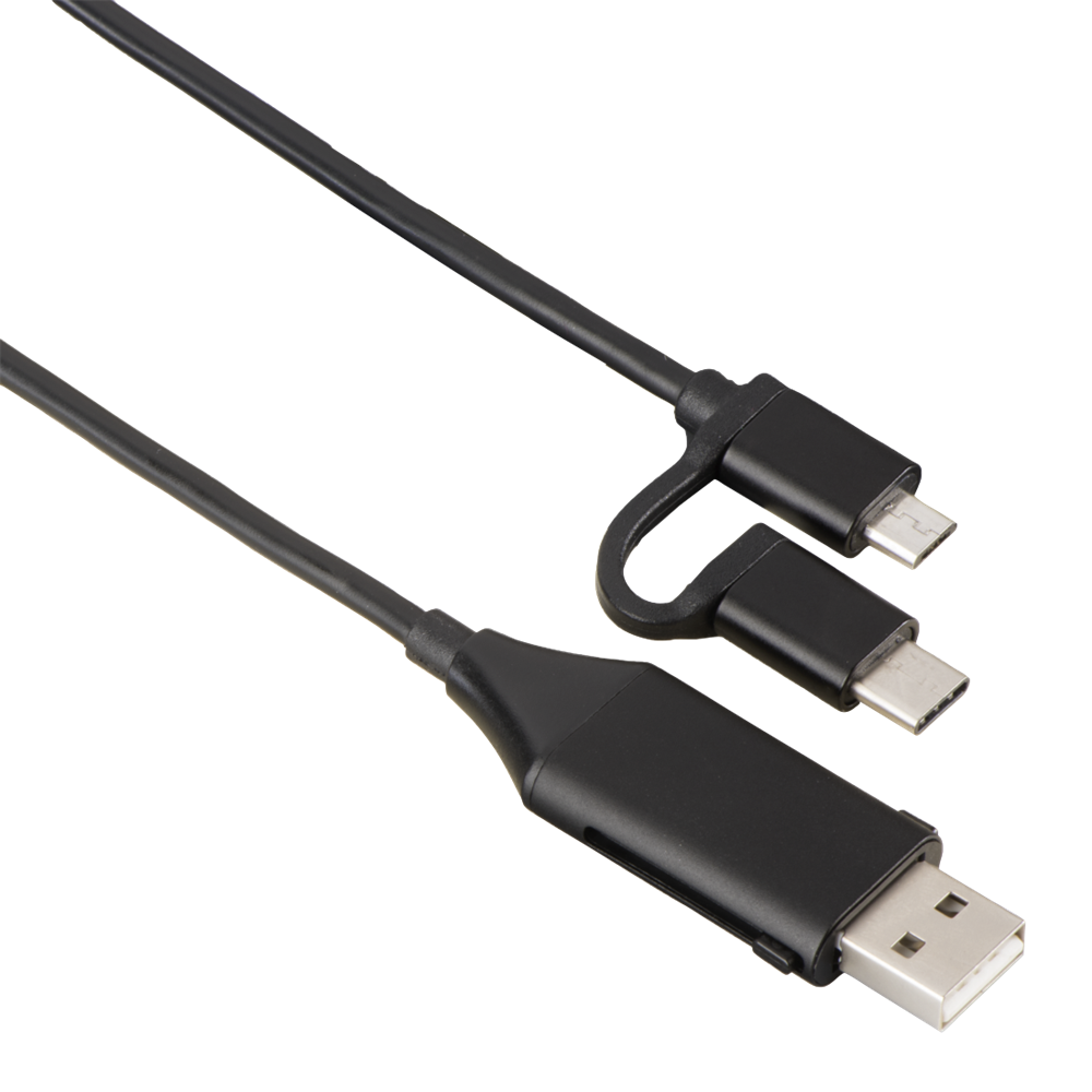 Hama 135745 4 az 1-ben (USB, USB Type-C, micro USB + OTG) 1m fekete adatkábel