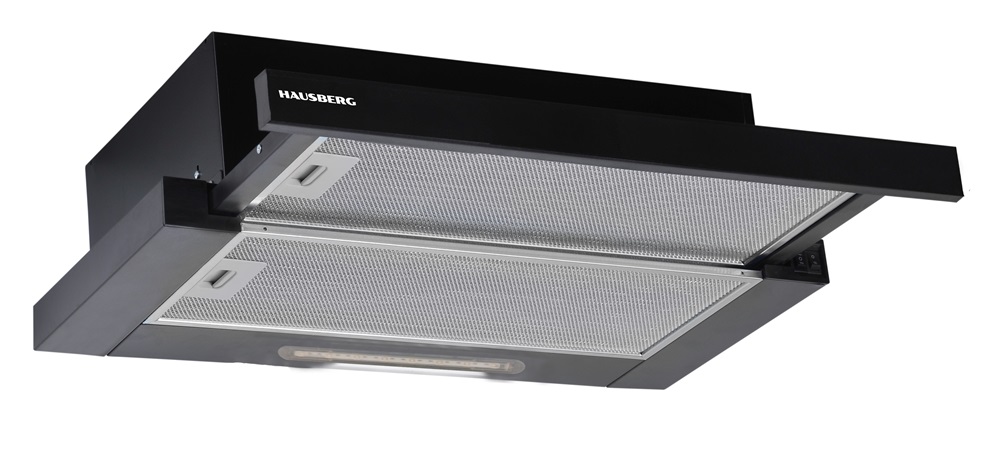 Hausberg HB-1285NG fekete, beépíthető, teleszkópos, méret:12 cm, zajszint: 46 dB, páraelszívó