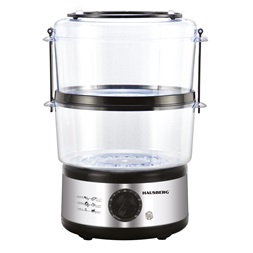 Hausberg HB-1350 400W rozsdamentes acélházas, 2 szintes 4,8L, gőzölési funkcióval, rizsfőzővel, ételfőző gép