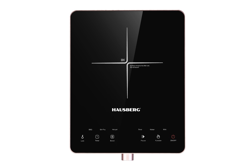 Hausberg HB-1526RZ 2000W-os rózsaszín,érintésvezérléssel, elektromos egylapos indukciós főzőlap