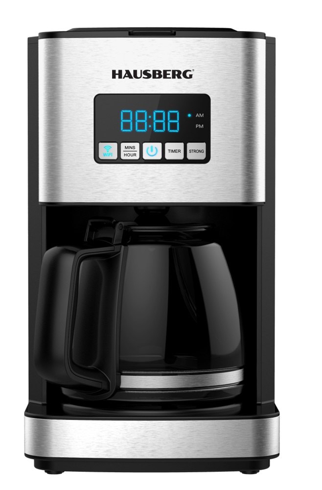 Hausberg HB-3755 1200W WiFi app vezérléssel, időzítővel, 1,8L üveg kancsóval elektromos kávéfőző