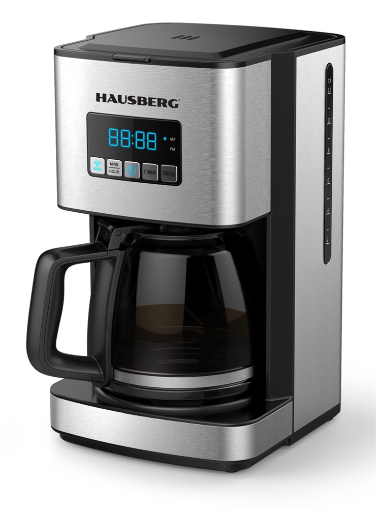 Hausberg HB-3755 1200W WiFi app vezérléssel, időzítővel, 1,8L üveg kancsóval elektromos kávéfőző