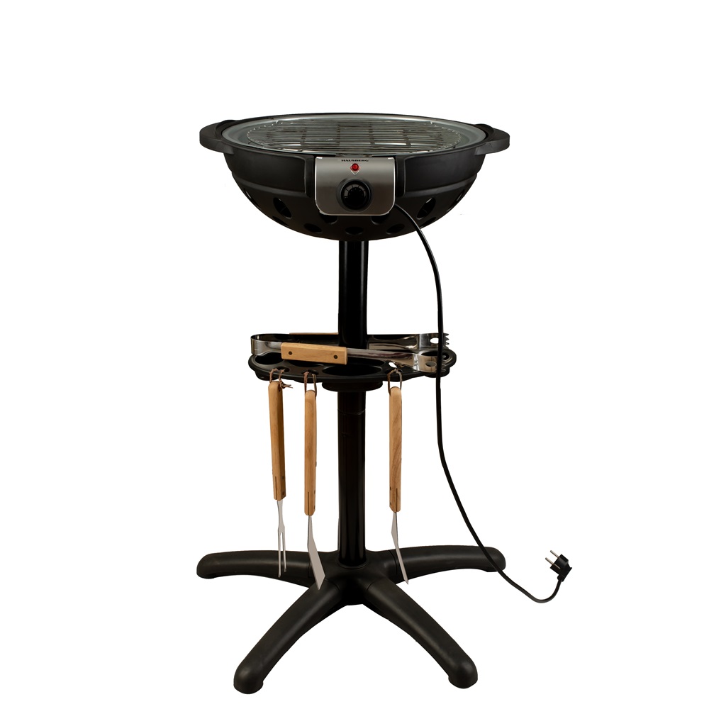 Hausberg HB-540 1600W  állvánnyal, 39,5cm grill átmérő, 5 fokozat, elektromos barbeque grillszett