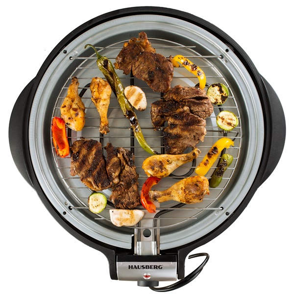 Hausberg HB-540 1600W  állvánnyal, 39,5cm grill átmérő, 5 fokozat, elektromos barbeque grillszett