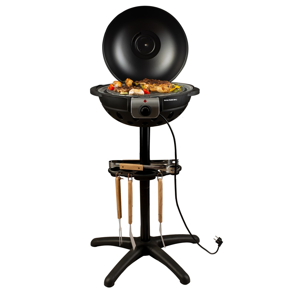 Hausberg HB-540 1600W  állvánnyal, 39,5cm grill átmérő, 5 fokozat, elektromos barbeque grillszett