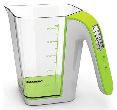 Hausberg HB-6014 műanyag mérőedény beosztással, LCD kijelző, digitális precíziós konyhai mérleg