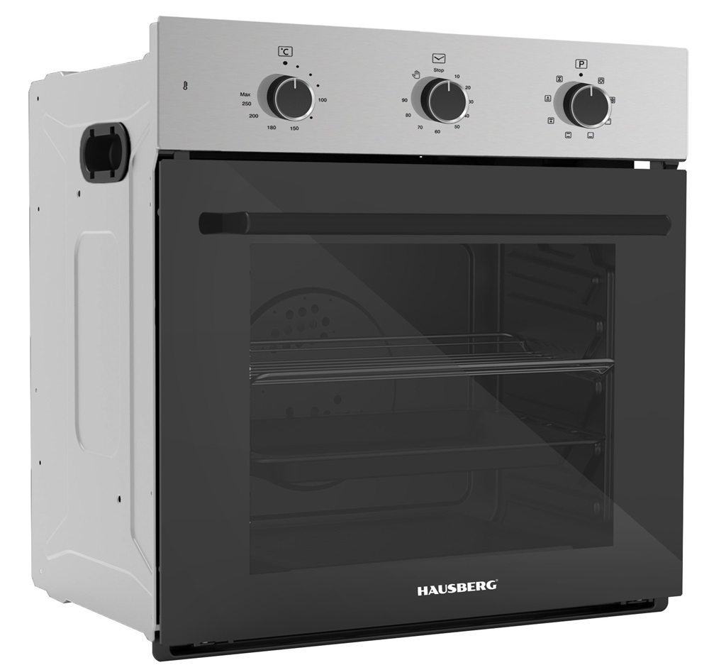 Hausberg HB-8044NG fekete, beépíthető, 58L, 1600W, grill, turbóventilátorral sütő