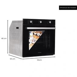 Hausberg HB-8053NG fekete, beépíthető, sütőtér:71L, grill, légkeveréses sütő