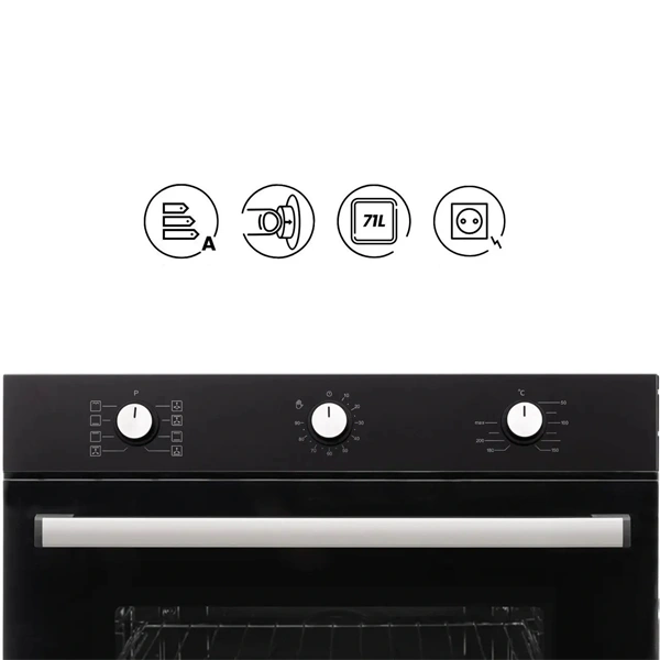 Hausberg HB-8053NG fekete, beépíthető, sütőtér:71L, grill, légkeveréses sütő