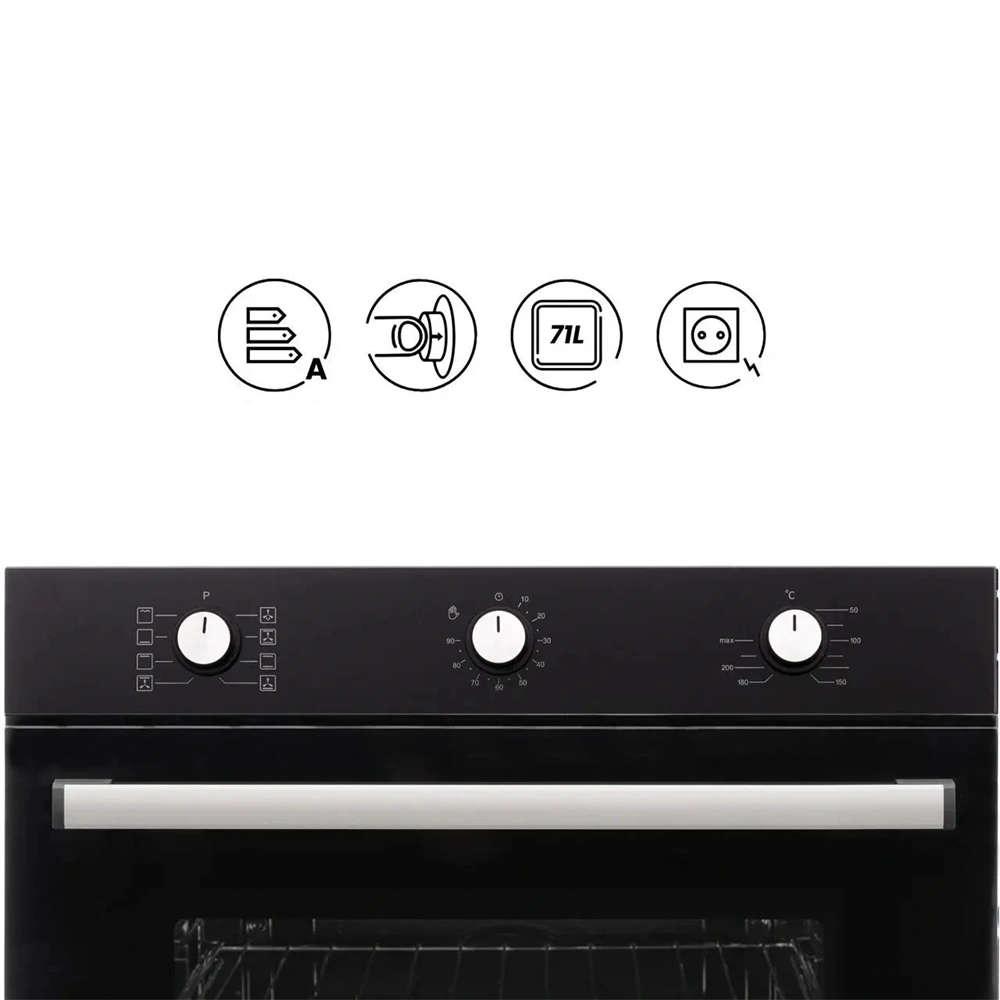 Hausberg HB-8053NG fekete, beépíthető, sütőtér:71L, grill, légkeveréses sütő