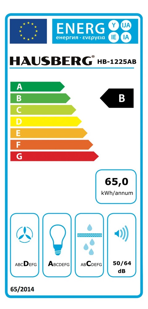 Hausberg HB-1225AB klasszikus, fehér, méret:60 cm, zajszint:78 dB, páraelszívó