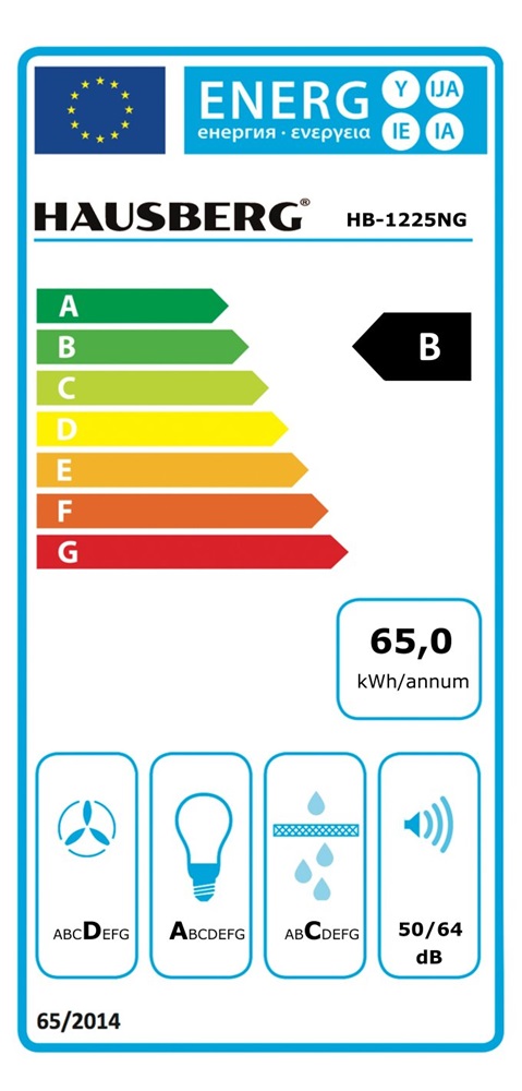 Hausberg HB-1225NG klasszikus, fekete, méret:60 cm, zajszint:78 dB, páraelszívó