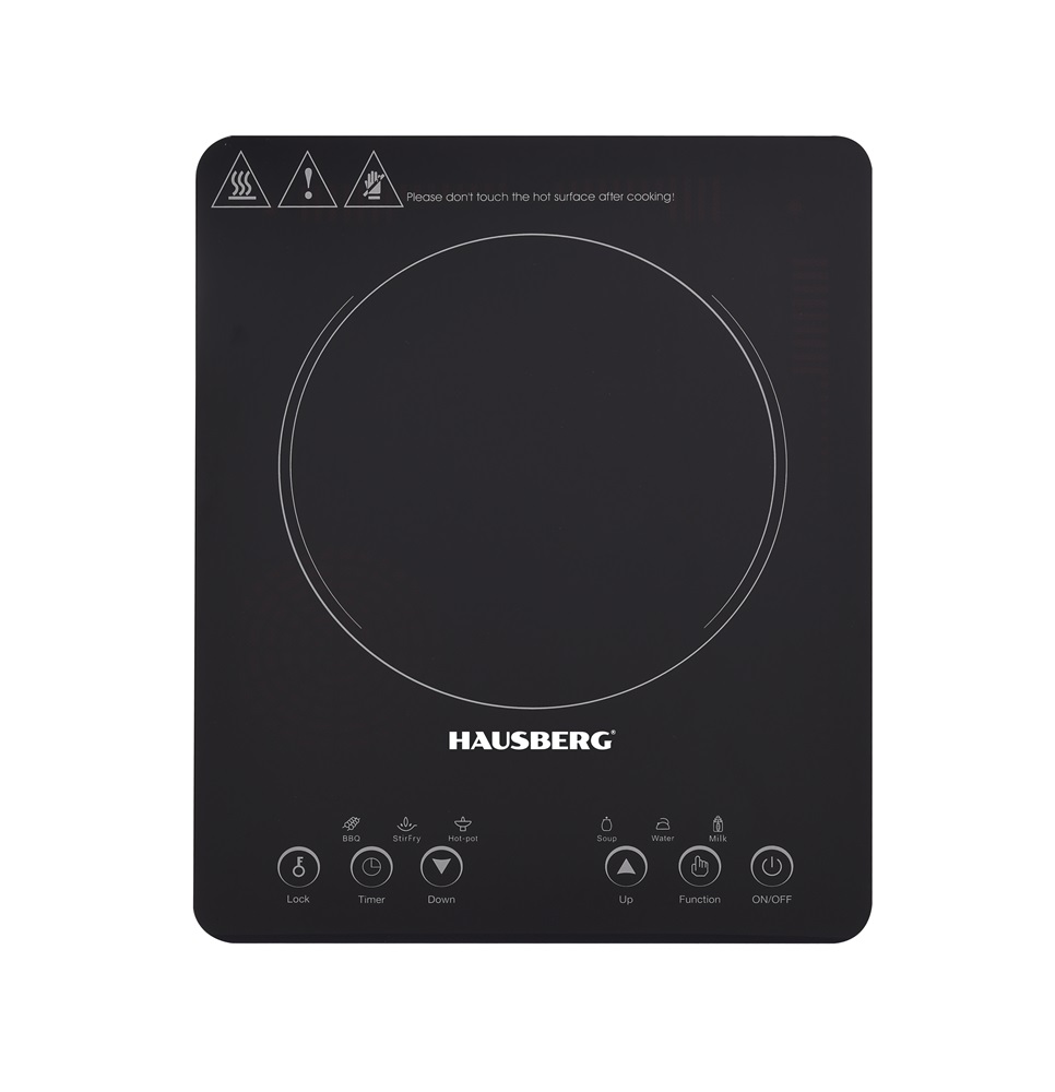 Hausberg HB-1525NG 2000W-os fekete elektromos egylapos indukciós főzőlap érintésvezérléssel