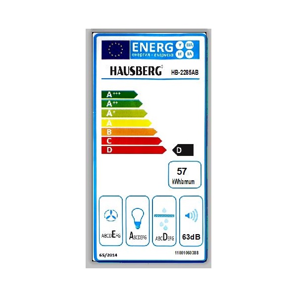 Hausberg HB-2285AB fehér, szabadonálló, döntött, méret:60 cm, zajszint:56 dB, páraelszívó