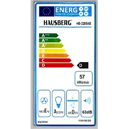 Hausberg HB-2285AB fehér, szabadonálló, döntött, méret:60 cm, zajszint:56 dB, páraelszívó