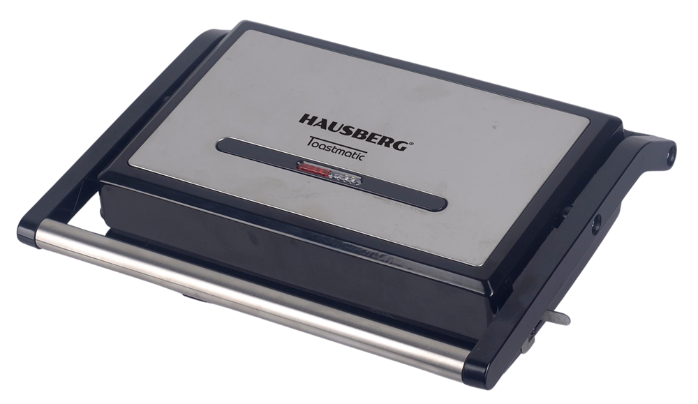 Hausberg HB-539IN 1300W fekete kontakt grill szendvicssütő, állítható termosztát, rozsdamentes ház