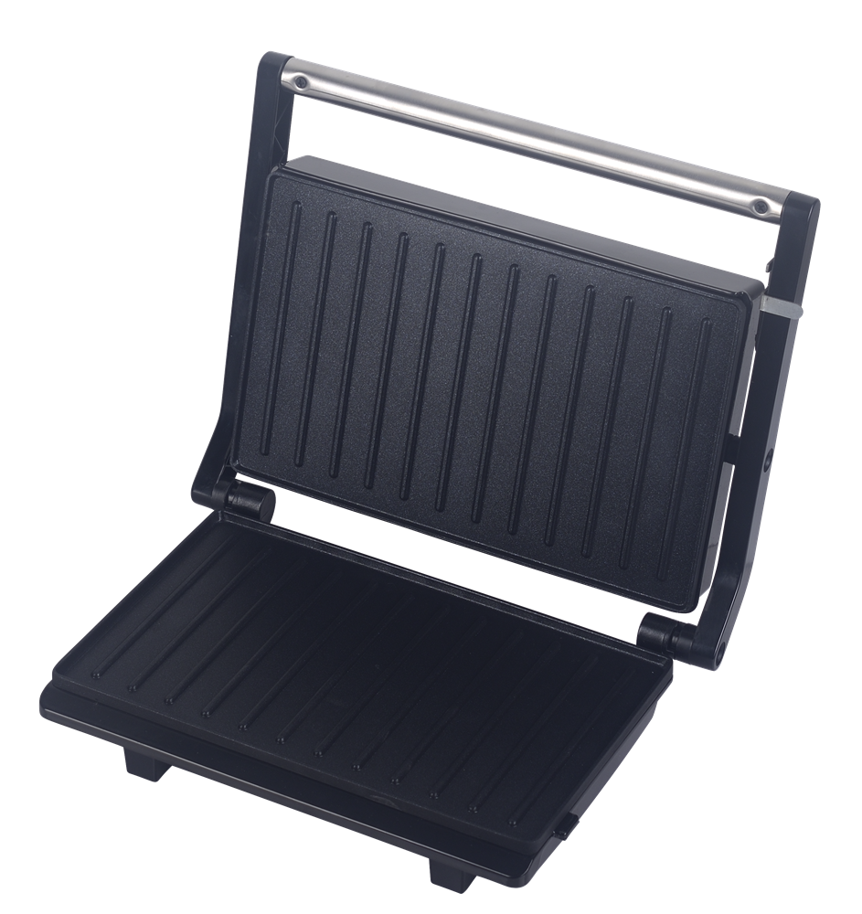 Hausberg HB-539IN 1300W fekete kontakt grill szendvicssütő, állítható termosztát, rozsdamentes ház