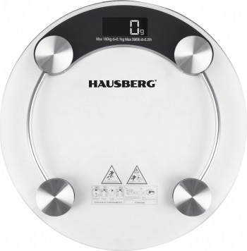 Hausberg HB-6000NG fekete üveg fürdőszobai mérleg