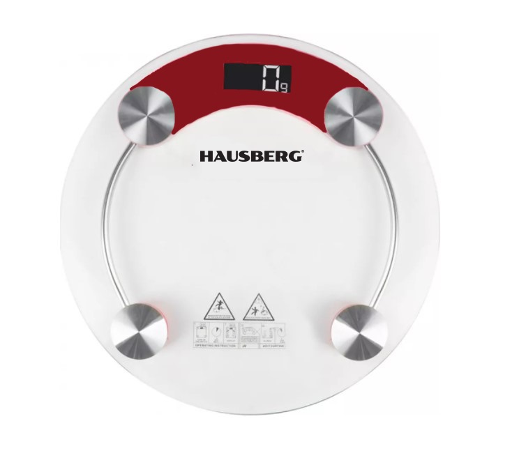 Hausberg HB-6000RS vörös üveg fürdőszobai mérleg