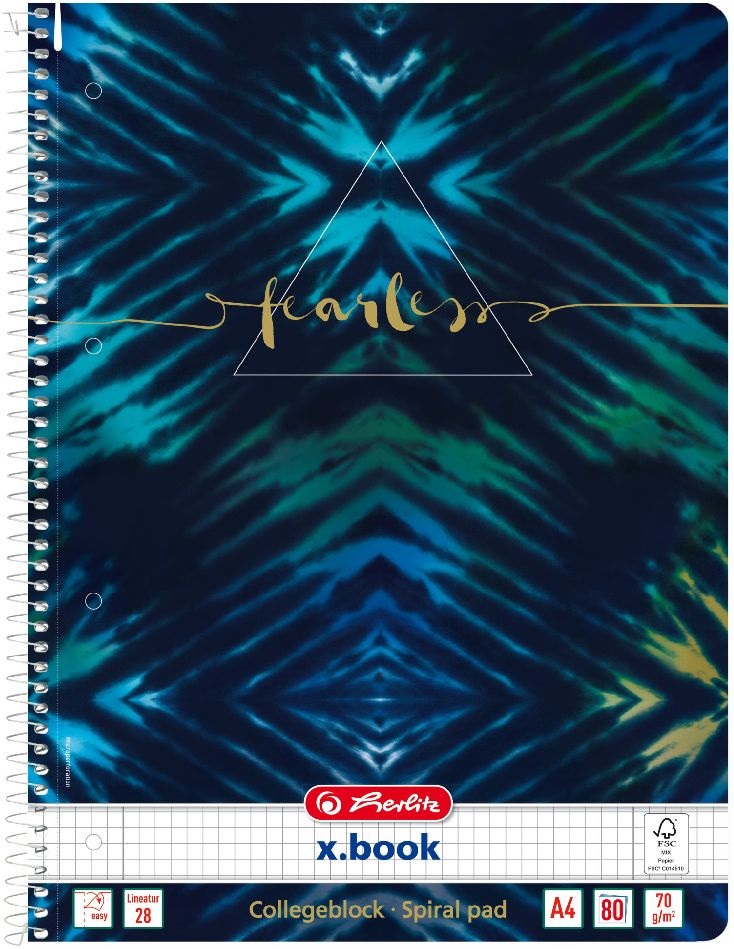 Herlitz Batik Fearless A4 80lapos perforált kockás spirálfüzet