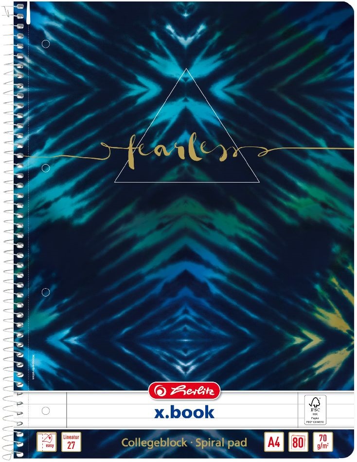 Herlitz Batik Fearless A4 80lapos perforált vonalas spirálfüzet