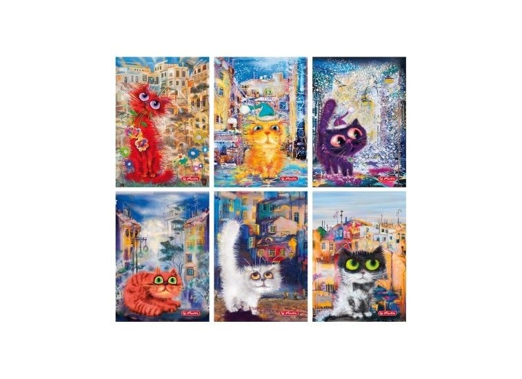 Herlitz Crazy Cats PP A5 60lapos vonalas füzet