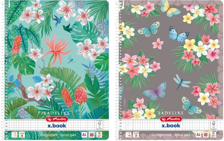 Herlitz Ladylike  A4 80lapos perforált kockás spirálfüzet