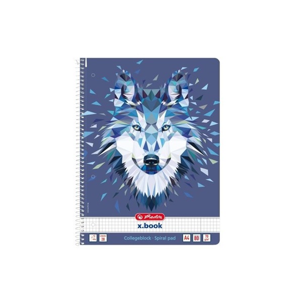 Herlitz Wild Animals A4 80lapos kockás spirálfüzet