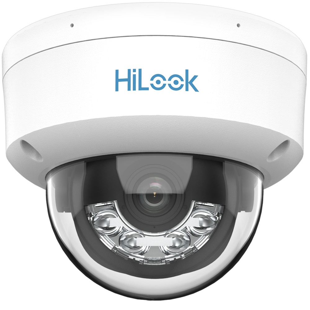 HiLook IPC-D129HA-LU(2.8mm)/Kültéri/2MP/2,8mm/Lát.fény 30m/DWDR/IK08/MD 2.0/Smart Hybrid Light ColorVu PoE IP dómkamera