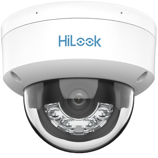 HiLook IPC-D149HA-LU(2.8mm)/Kültéri/4MP/2,8mm/Lát.fény 30m/WDR/IK08/MD 2.0/Smart Hybrid Light ColorVu PoE IP dómkamera