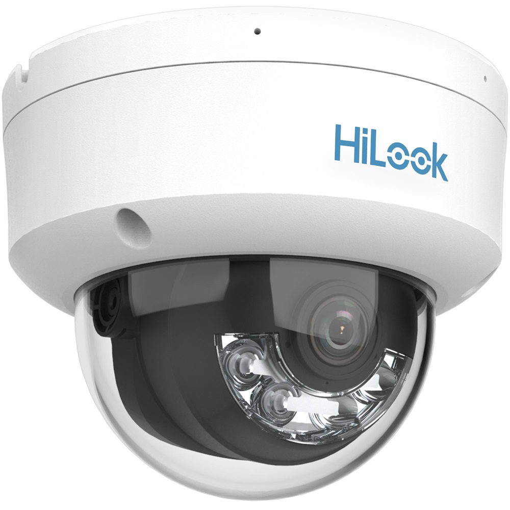 HiLook IPC-D149HA-LU(2.8mm)/Kültéri/4MP/2,8mm/Lát.fény 30m/WDR/IK08/MD 2.0/Smart Hybrid Light ColorVu PoE IP dómkamera