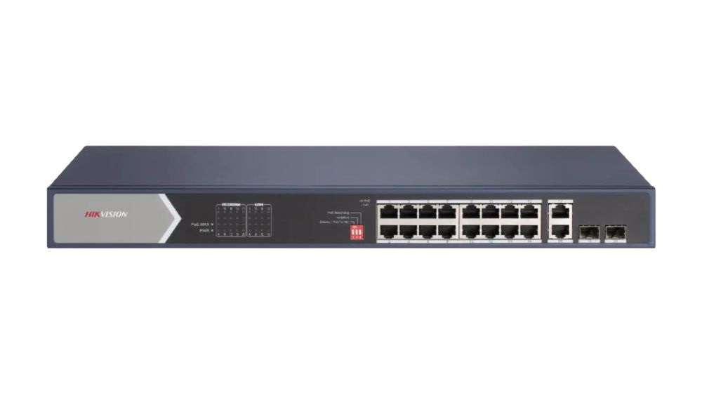 Hikvision DS-3E0520HP-E (16 port 1000Mbps, 225W, 2x RJ45, 2xSFP) PoE Switch