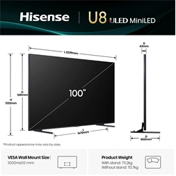 Hisense 100" 100U8Q 4K UHD SMART MINILED TV