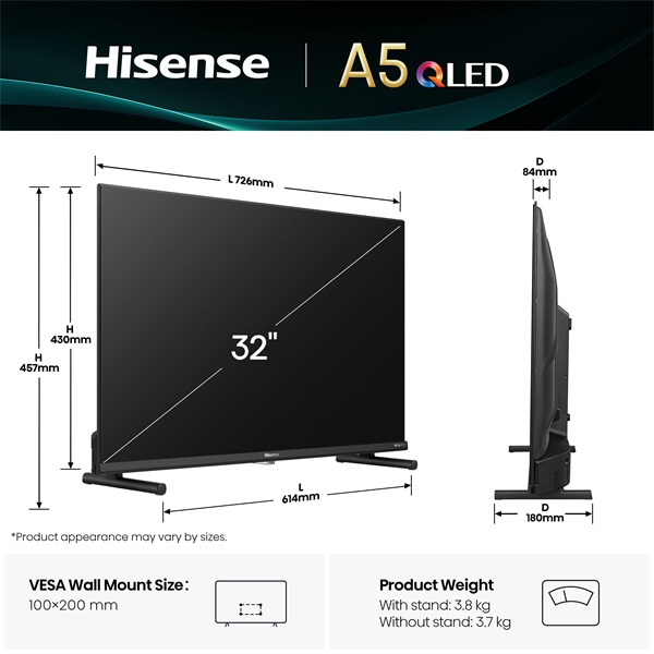 Hisense 32" 32A5Q Full HD Smart QLED TV (Újracsomagolt)