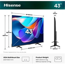 Hisense 43" 43A6S 4K UHD Smart LED TV