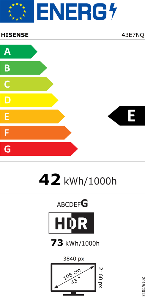 Hisense 43" 43E7NQ 4K UHD Smart QLED TV (Újracsomagolt)